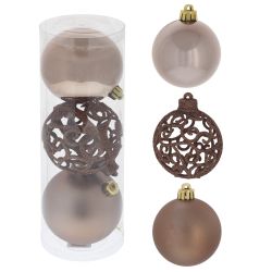 GAEM Набор из 3шт Украшение новогоднее Шар "Вензель шоколадный", D 8 см, L8 W8 H24 см