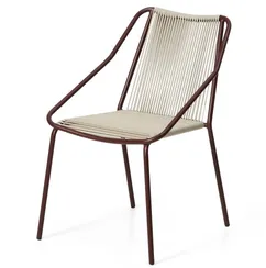 Уличный стул Zivia из веревки цвета экрю и стали бордового цвета