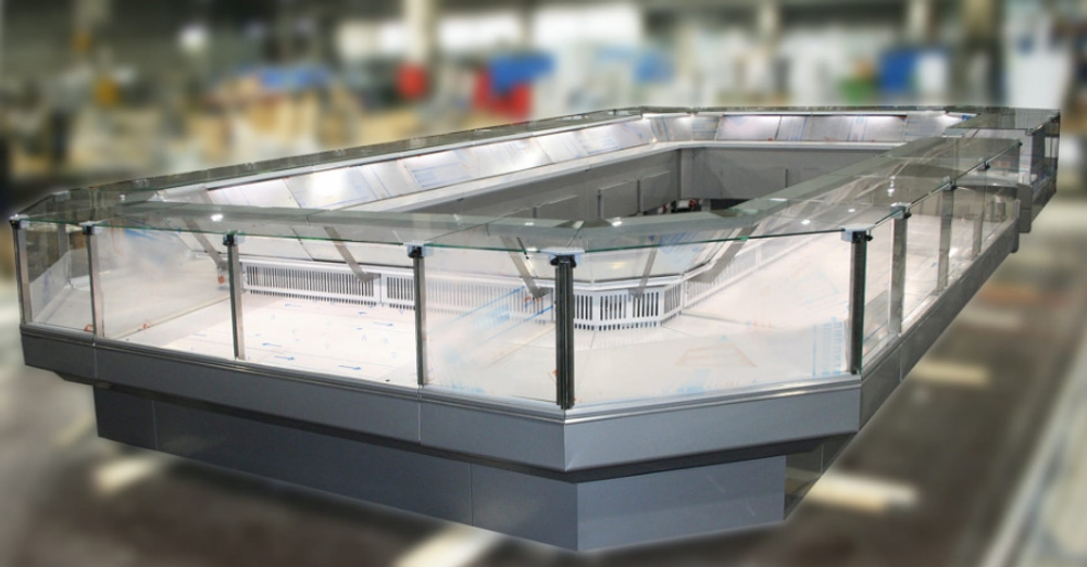 Холодильная витрина CARBOMA ATRIUM 2 GC120 VV-5 динамика (внешний угол 90)
