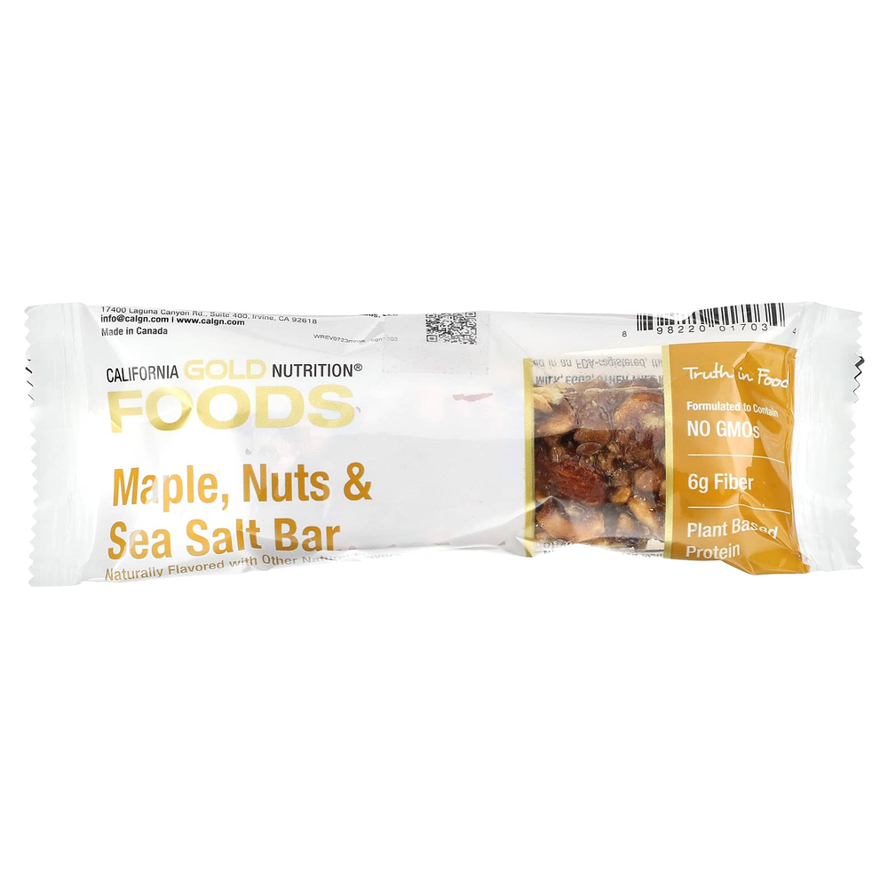 California Gold Nutrition, Foods, батончики с кленовым сиропом и морской солью, 12 шт. по 40 г (1,4 унции)