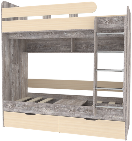 Двухъярусная кровать КарИВи Юниор 5 80x160 Бетон  Дуб Молочный