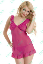 Розовая сорочка и трусики-стринг