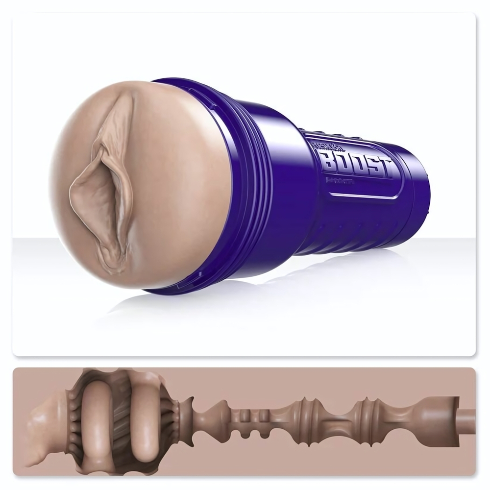 Телесный мастурбатор-вагина Fleshlight Boost Bang (Цвет: черный)