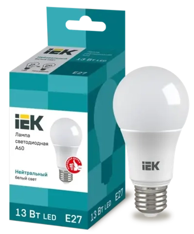 Лампа светодиодная A60 груша 13Вт 230В 4000К E27 IEK