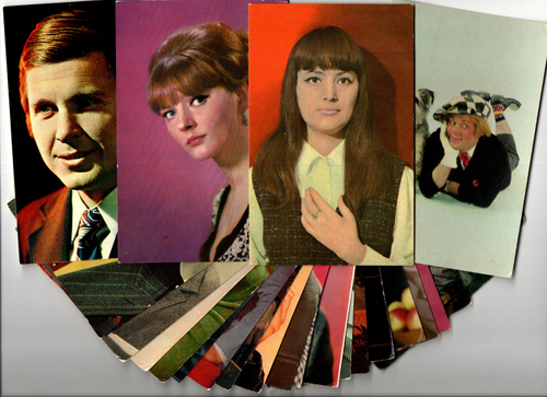 №115 Открытки Артисты и актёры СССР 1970–1980-е г. 25 штук. Цветные, чистые, без повторов