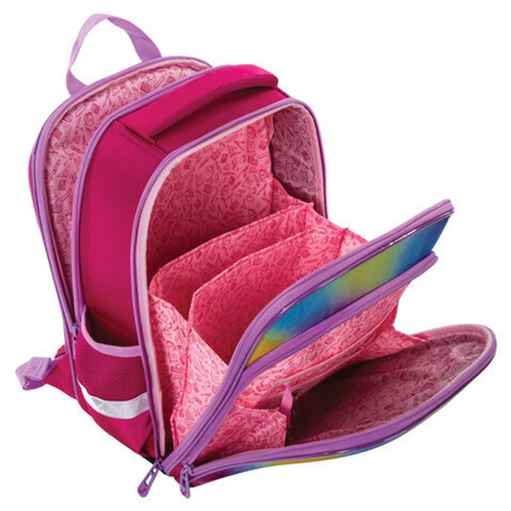 Ранец BRAUBERG QUADRO, 3 отделения, с брелком, "Plumage", 37х28х18 см, 229953