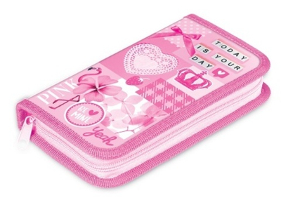Пенал Hatber 190х115мм 1 отделение на молнии мат.ламин. 3D лак -Розовые грезы- с табл.умножения в ин