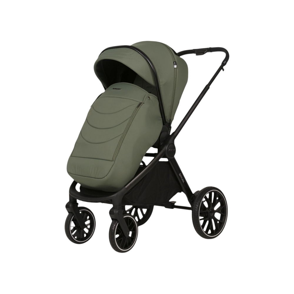 Детская универсальная коляска Adamex Spark 2в1 - Salvia Velvet (Зеленая ткань, черная рама)