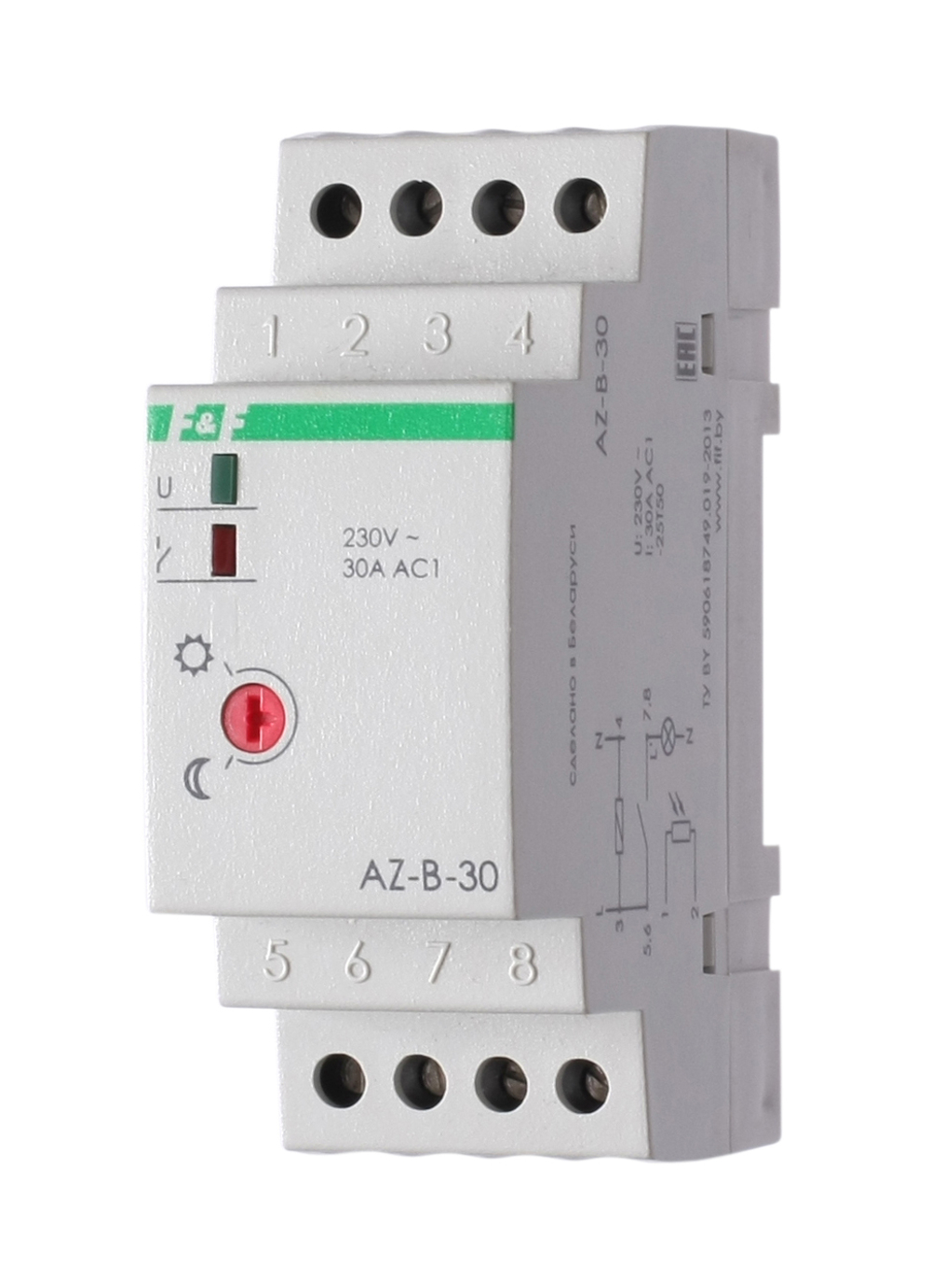 Фотореле AZ-B-30 30А 1НО IP20 с выносным фотодатчиком