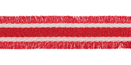 Тесьма "Gamma" с бахромой, 28 мм, №03 бел/красн.