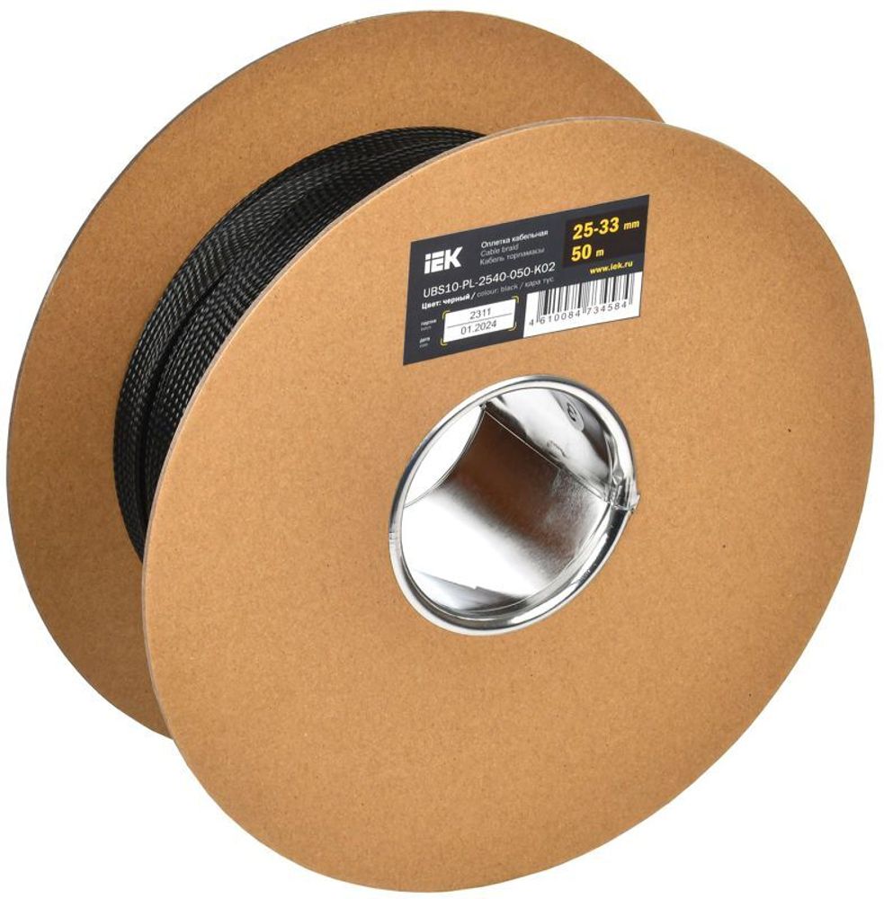 Оплетка кабельная 25-33мм полиэстер (уп.50м) черн. IEK UBS10-PL-2540-050-K02 Оплетка кабельная 25-33мм полиэстер (уп.50м) черн. IEK UBS10-PL-2540-050-K02