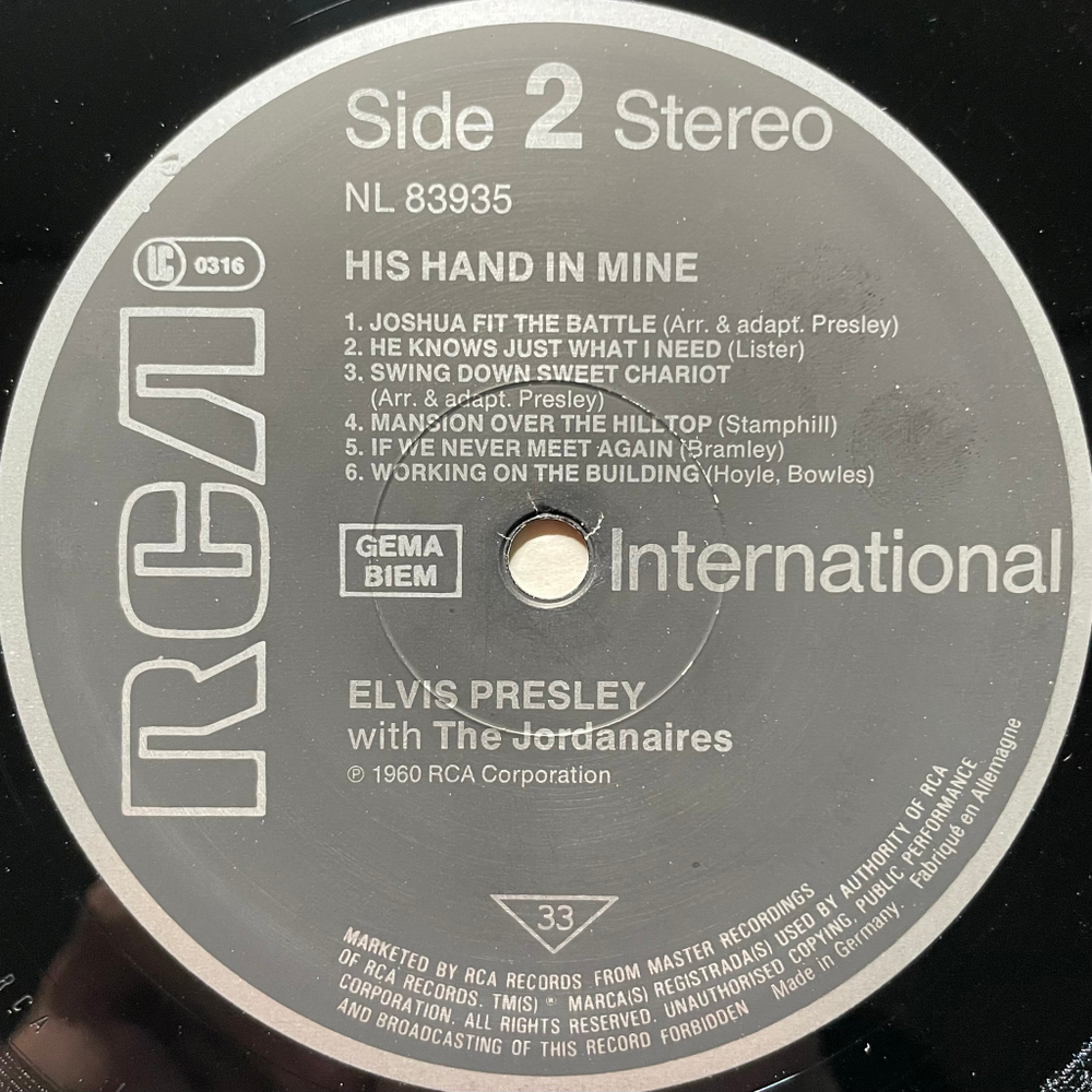 Elvis Presley - His Hand In Mine (Германия 1985г.)