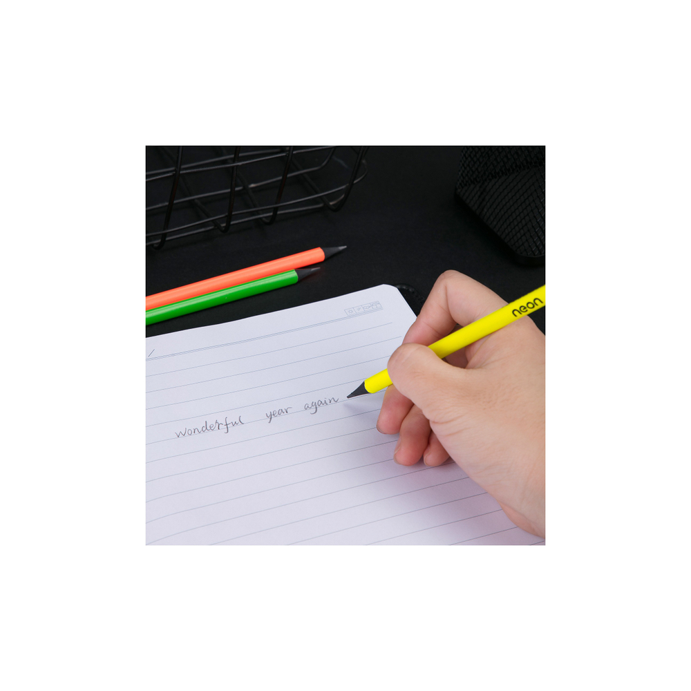 Карандаш чернографитный Deli Neon НB трехгран., ластик EU54600