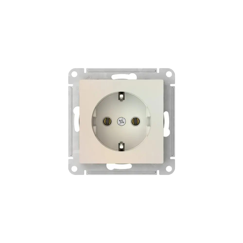 Atlas Design розетка с заземлением без шторок, 16А, мех., быстрозажим. клем., жемчуг