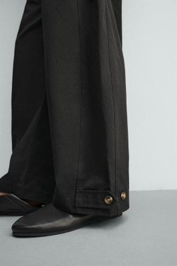 ZARA БРЮКИ RELAXED FIT С РЕГУЛИРУЕМЫМ НИЗОМ, ЧЕРНЫЙ