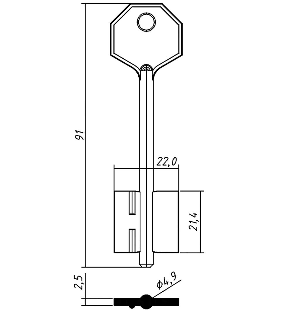 Заготовка сувальдного ключа 10651 KLS5D КЛАСС-5
