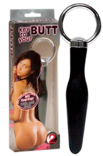 Анальный массажер с серебристой ручкой-кольцом - 10,5 см. (Цвет: черный)