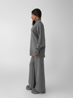 Костюм трикотажный Palandya 6627 серый из кофты с высоким горлом и кюлот на резинке со шнуровкой интернет-магазин