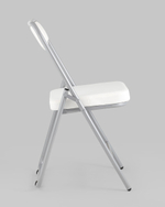 Складной стул Джонни экокожа белый каркас металлик
