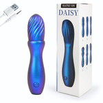 Синий вибромассажёр со спиралевидным рельефом - 14 см. (Цвет: синий)