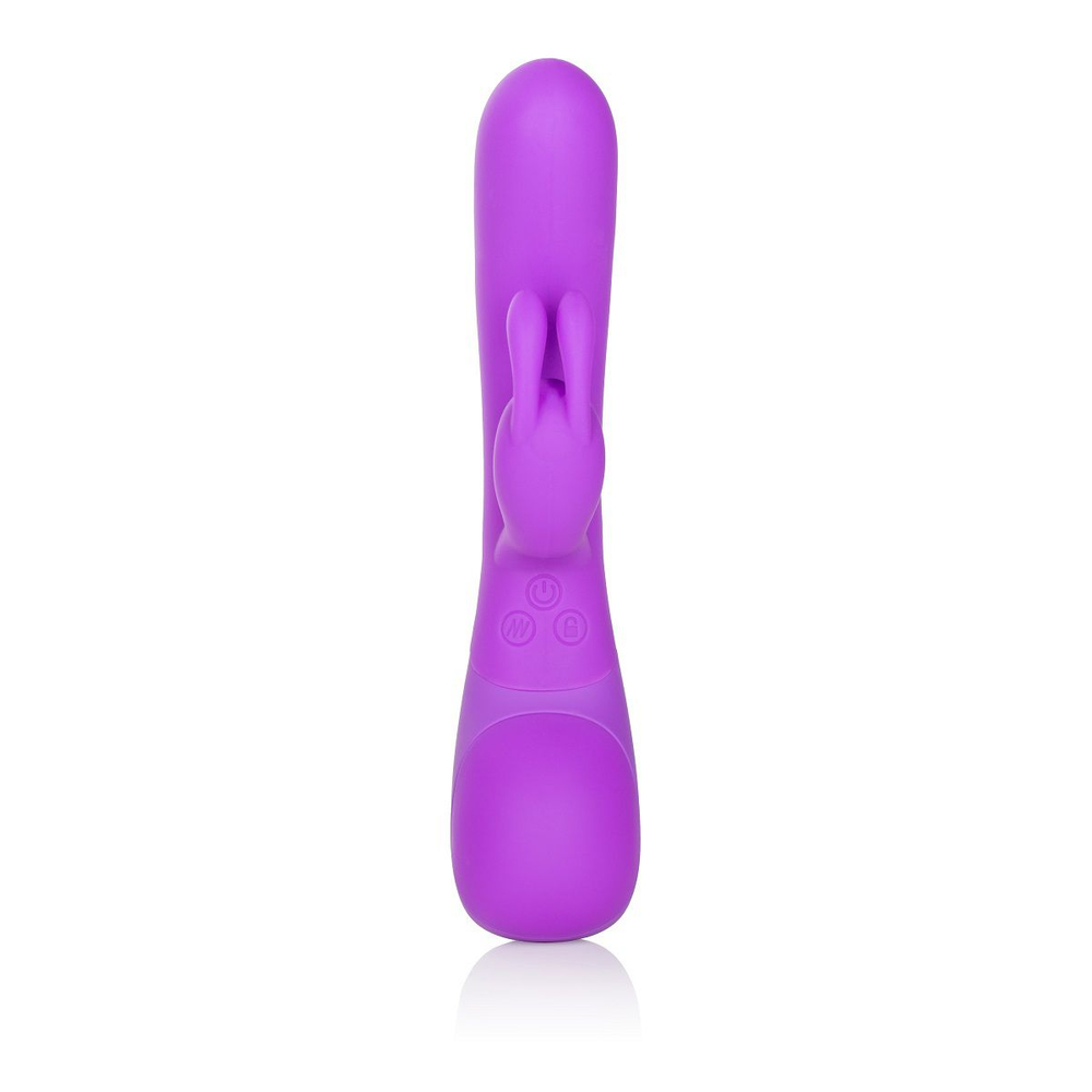 Фиолетовый вибромассажер Impress Rabbit со стимуляцией клитора - 18 см. (Цвет: фиолетовый)