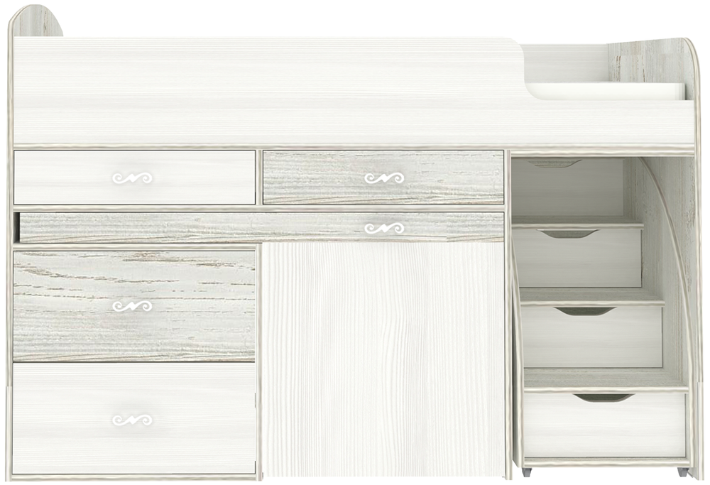 Кровать-чердак КарИВи Малыш 6 Винтерберг Белое Дерево