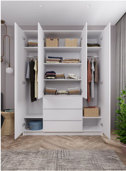 Шкаф МОРИ 1600.1 (ш1604*г478*в2100мм), ЛДСП белый