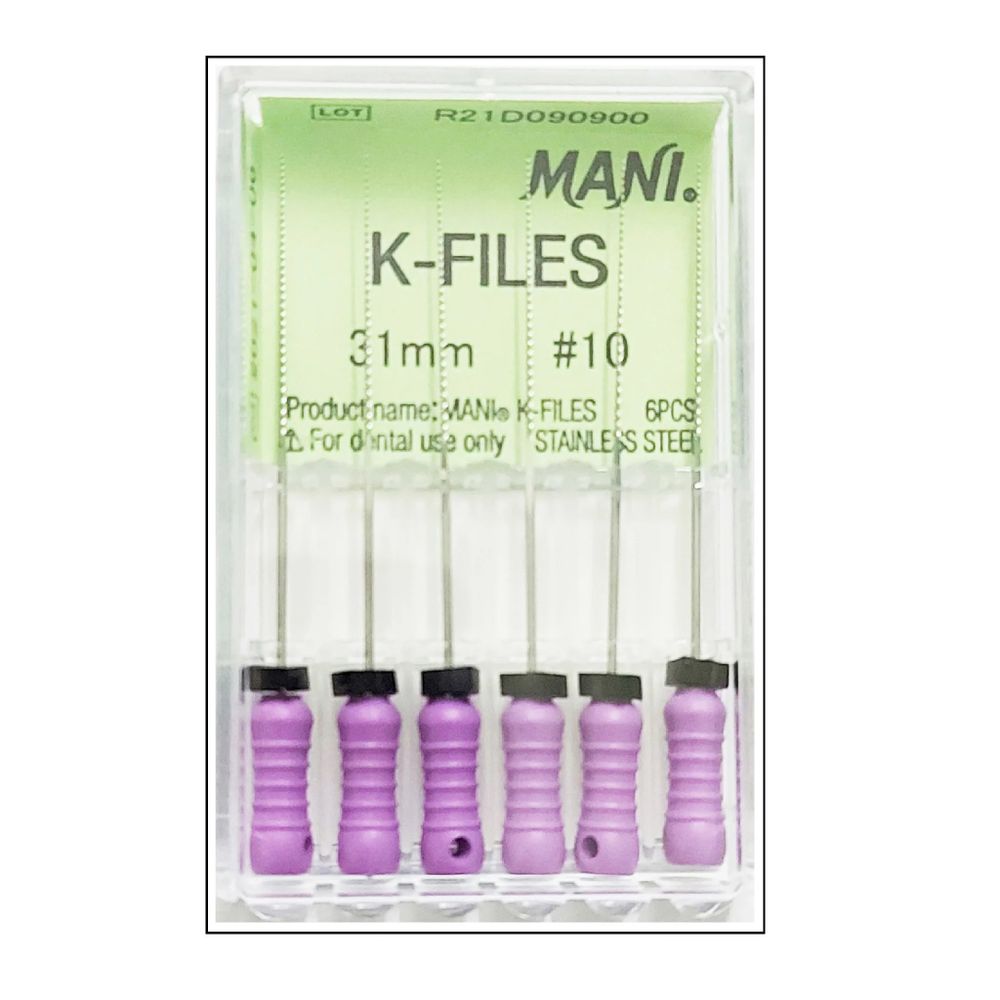 K-Files №10 (31мм) Mani К-Файлы (6шт.) Мани, каналорасширители ручные, эндодонтические