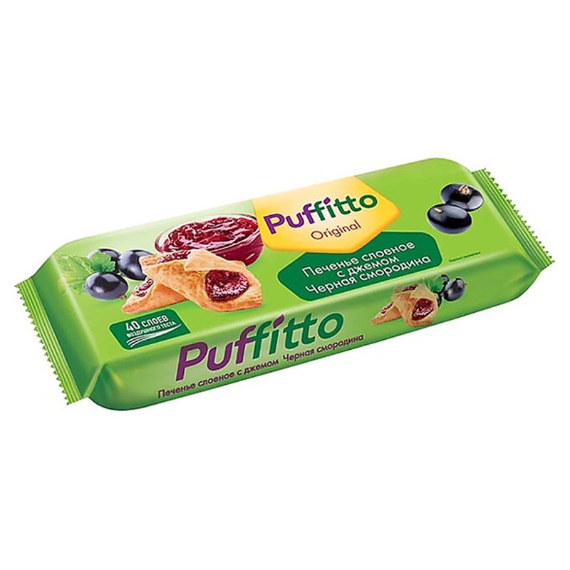 Печенье Puffitto слоеное с джемом черная смородина 125 гр/пач