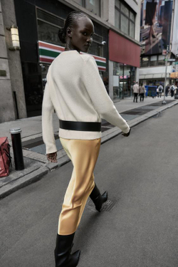 ZARA АТЛАСНАЯ ЮБКА МИДИ, ЖЕЛТЫЙ