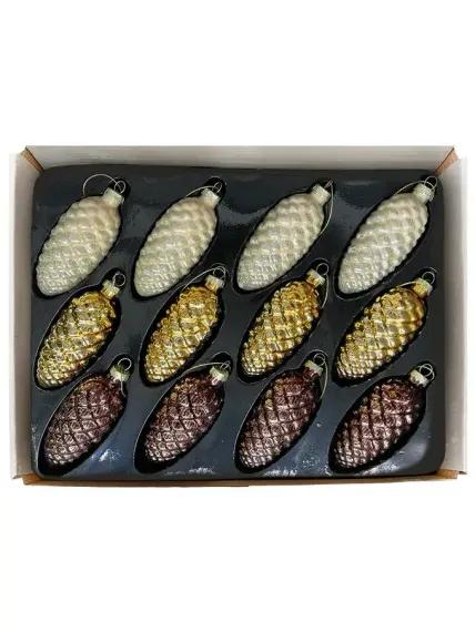 Набор стеклянных шишек Бронзовый век 10*5 см., 12 шт., Christmas DeLuxe (14084)