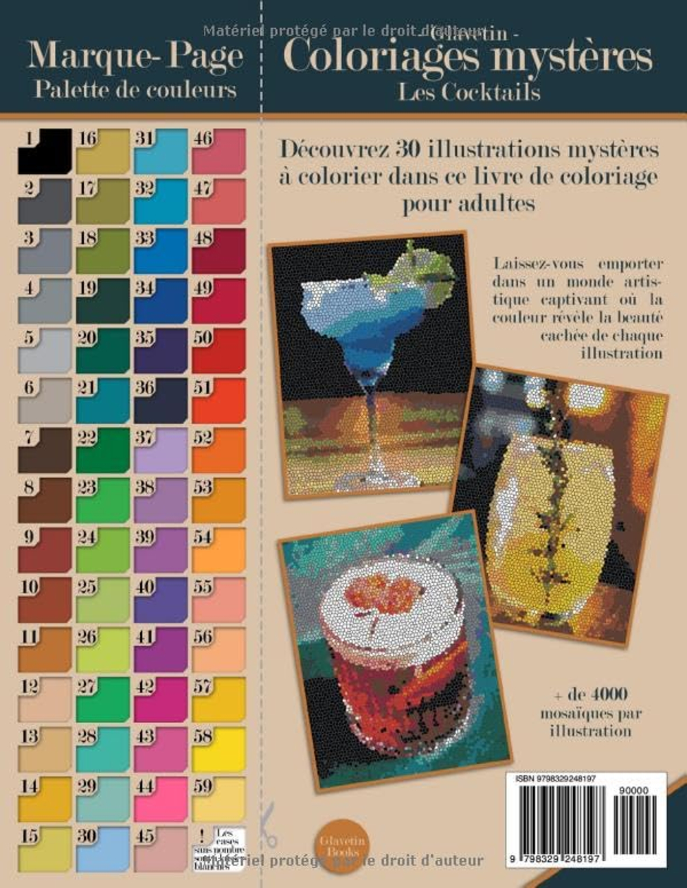 Hachette раскраска по номерам Главетин-загадочные раскраски-коктейли: книжка-раскраска по номерам для взрослых в мозаичном стиле