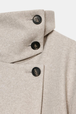 ZARA КОРОТКОЕ ПАЛЬТО С ВЫСОКИМ ВОРОТНИКОМ, БЕЖЕВЫЙ