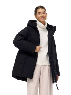 Пуховик с капюшоном зимний, черный, SilverFox