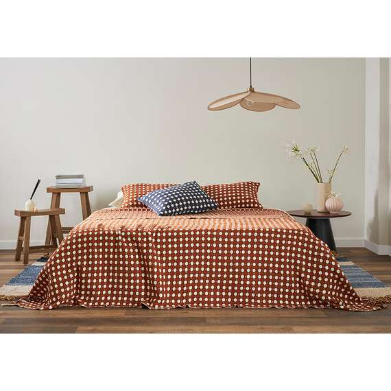 Покрывало из хлопка polka dots карамельного цвета из коллекции essential, 230х250 см