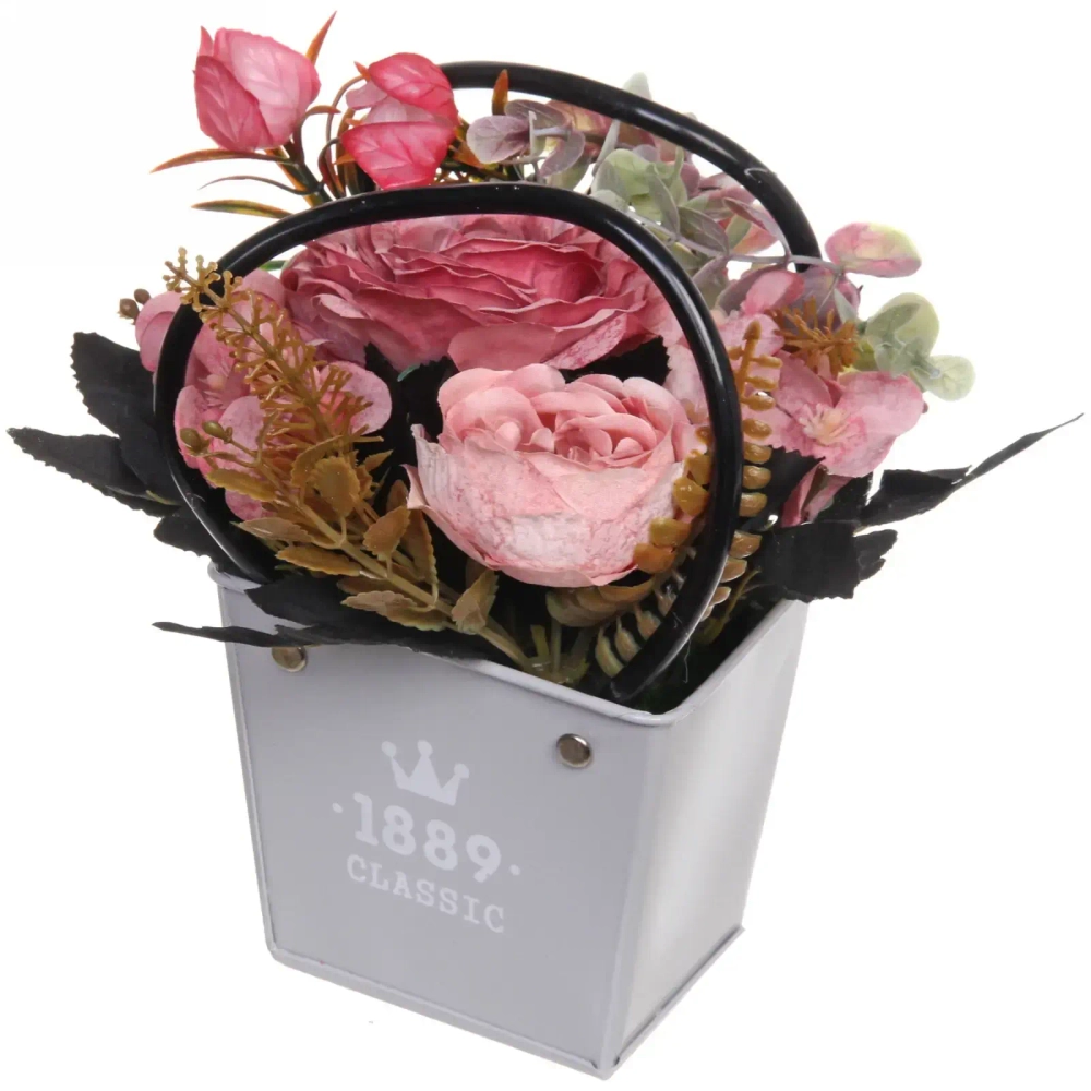 Цветочная композиция «Розовый туман» 15*11*20см в корзинке, цвет розовый
