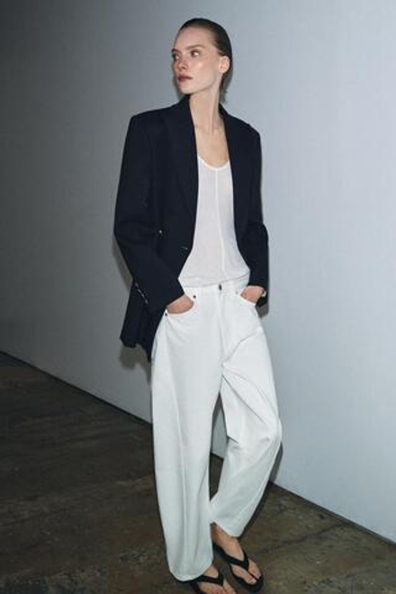 ZARA ДЖИНСЫ ZW COLLECTION ANKLE RELAXED СО СРЕДНЕЙ ПОСАДКОЙ, БЕЛЫЙ