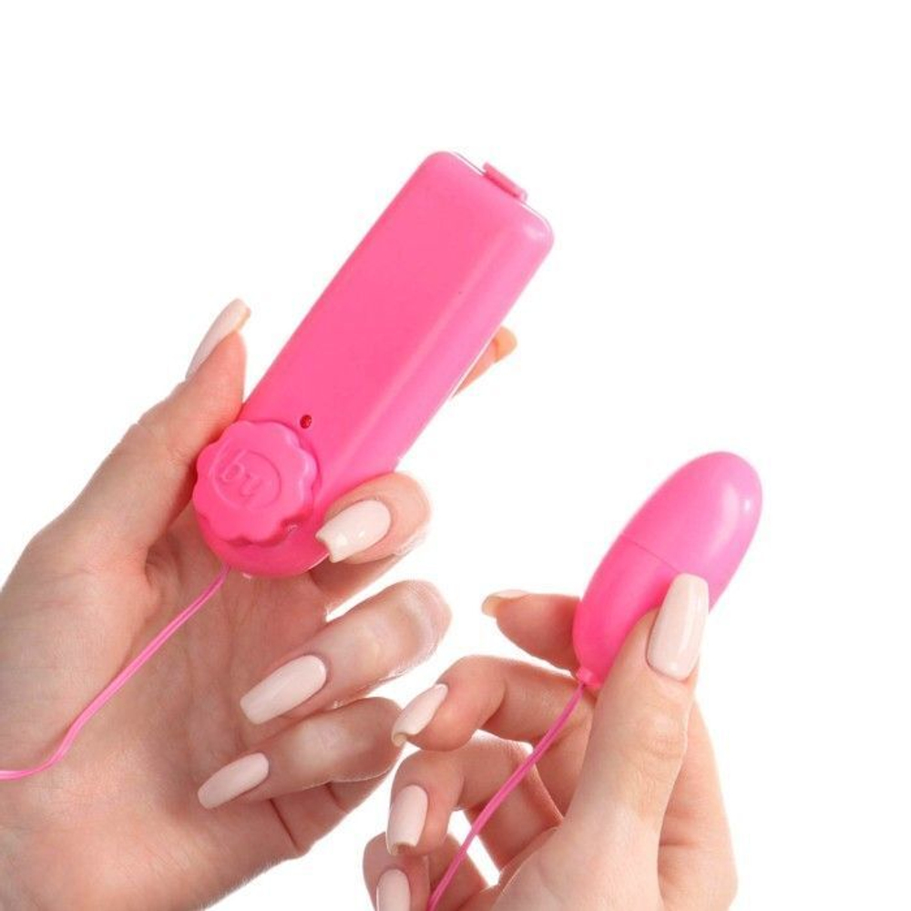 Розовое гладкое виброяйцо с выносным пультом (Цвет: розовый)