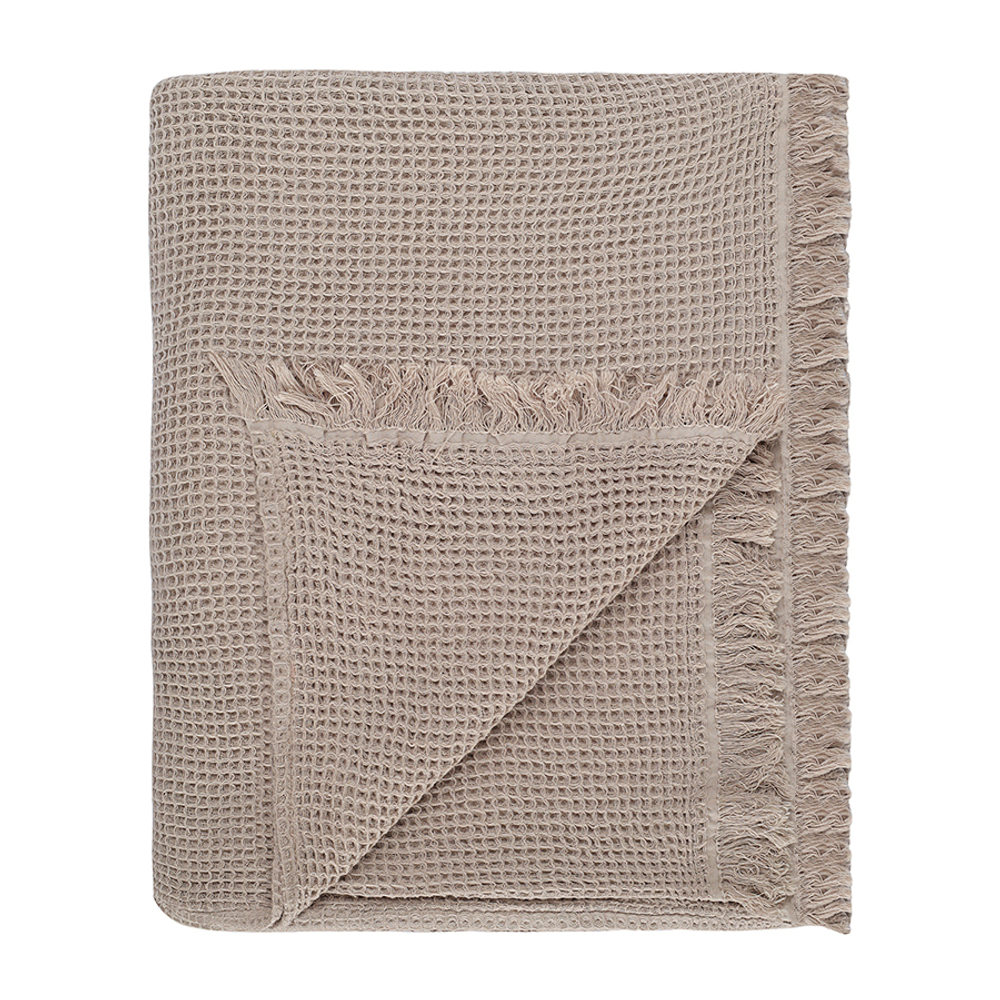 Покрывало вафельное из хлопка серо-бежевого цвета из коллекции essential, 230х250 см
