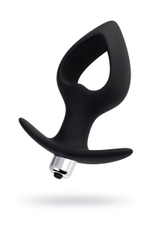 Черная вибровтулка с полой серединой в виде сердечка Cordis M - 14 см. (Цвет: черный)