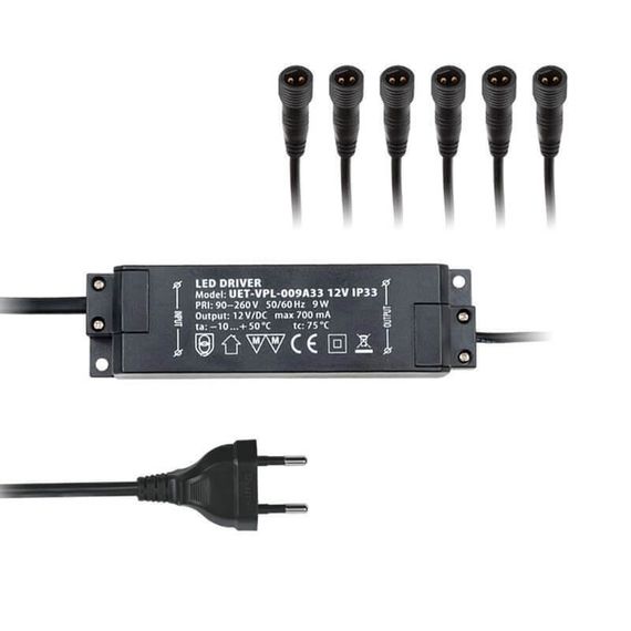 Блок питания для светодиодов Uniel 12V 9W IP33 0,7A UET-VPL-009А33 08939