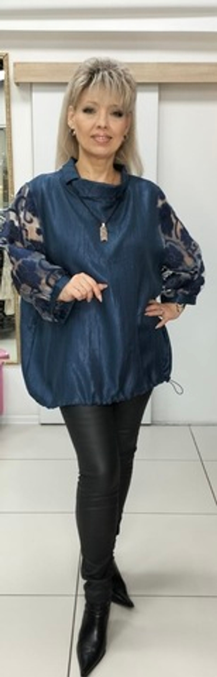 Комбинированный блузон-туника с подвеской