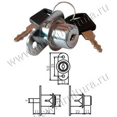 Замок мебельный LOCK.105.CR нажимной для раздвижной двери/12 (3461)