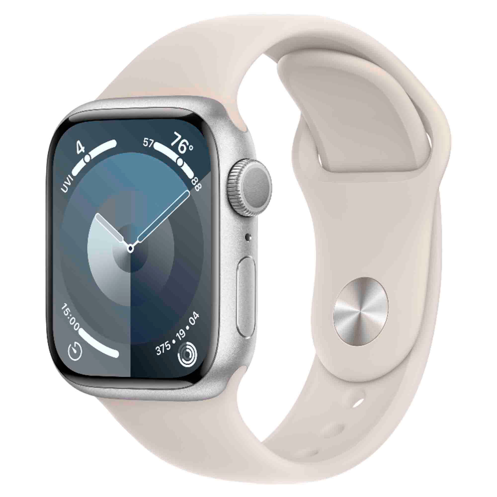 Часы Apple Watch Series 9, 45 мм, алюминий цвета «сияющая звезда», ремешок Sport Band цвета «сияющая звезда»