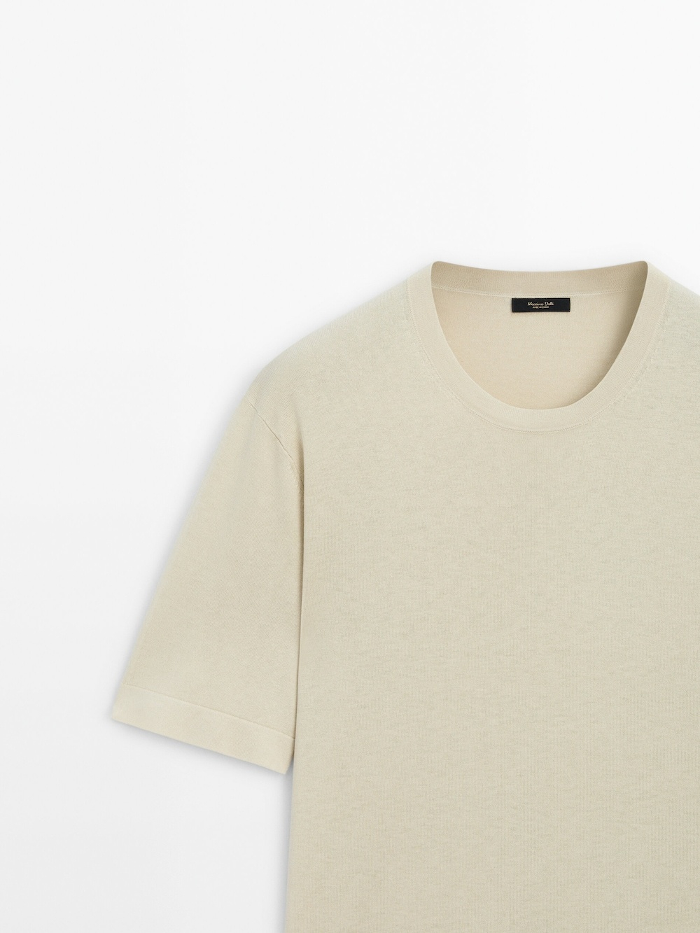 Massimo Dutti Футболка с круглым вырезом, светло-бежевый