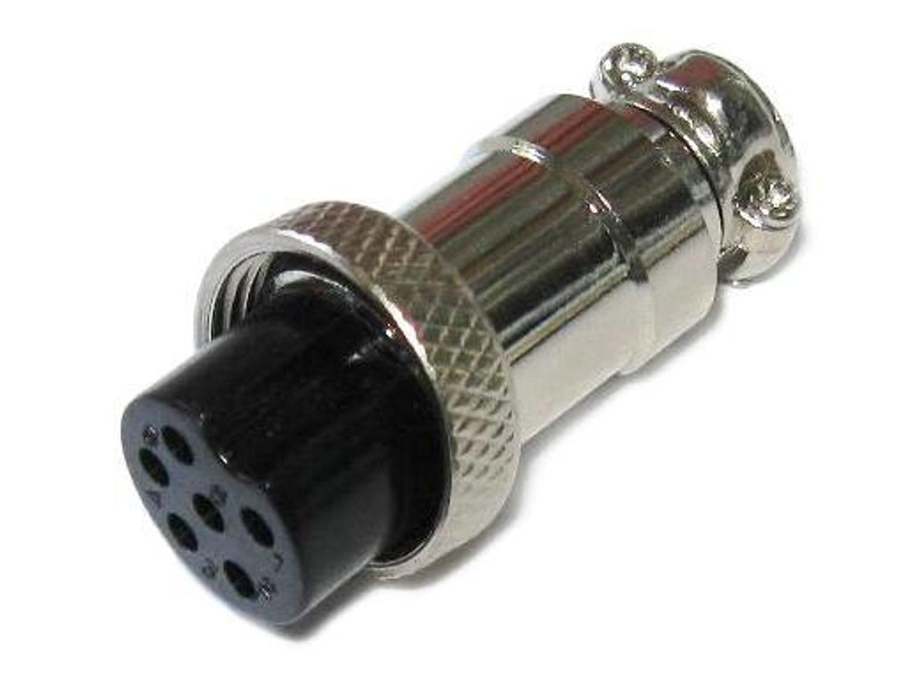 Микрофонный разъем XS16 (резьба 16 мм)  P-1118- 6 pin гнездо.