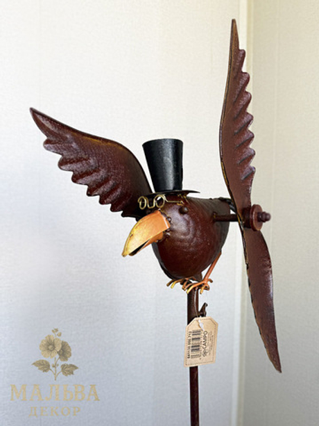 Декор на штекере Ворон 15x36x21см + 110 см штекер