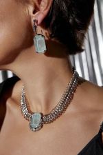 Серьги Crezus, Square, с кристаллами, CZ24-24E9 (аквамариновый)