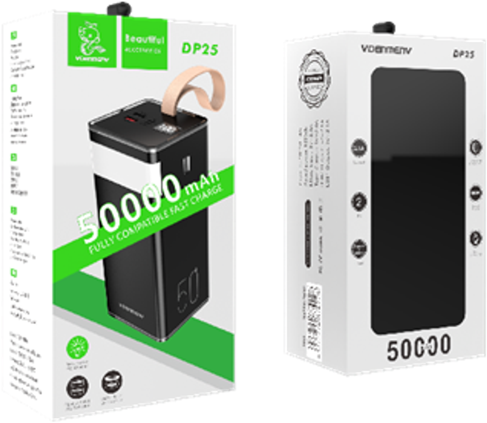 Портативный аккумулятор DENMEN DP25 50000 mAh (черный)