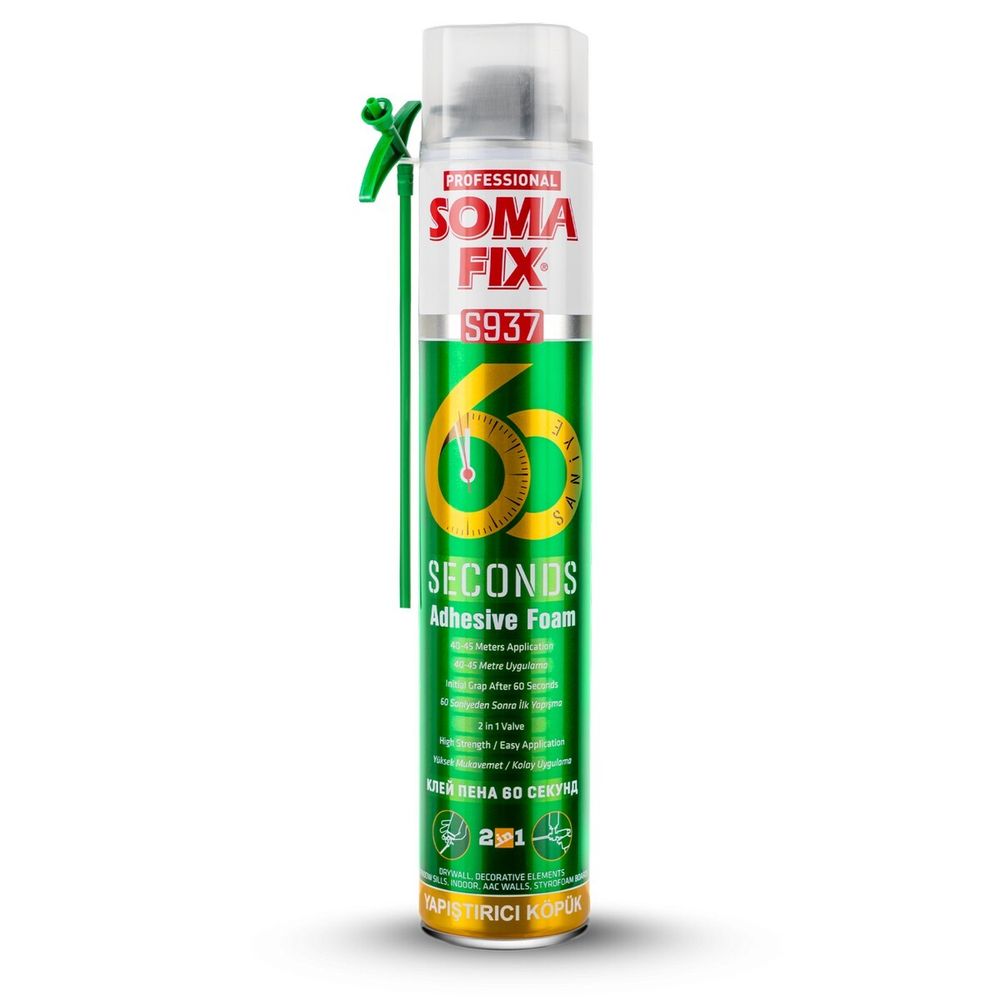 Пена-клей полиуретановый SOMA FIX  &#39;&#39;60 секунд&#39;&#39;  750мл  2в1 (для строит.блоков и др.) / S937